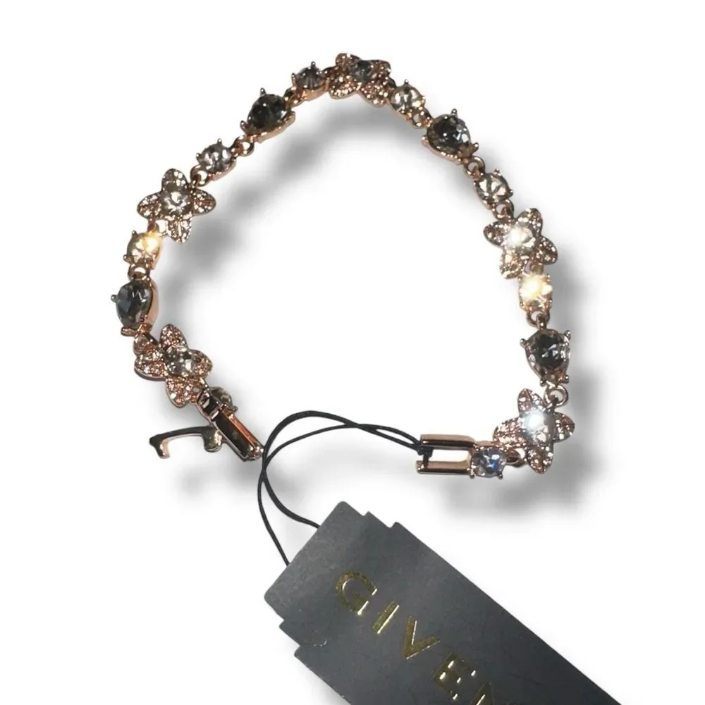 Givenchy Bracelet Pink Stones & Rose Tone Metal COMES IN DISPLAY CASE NWT